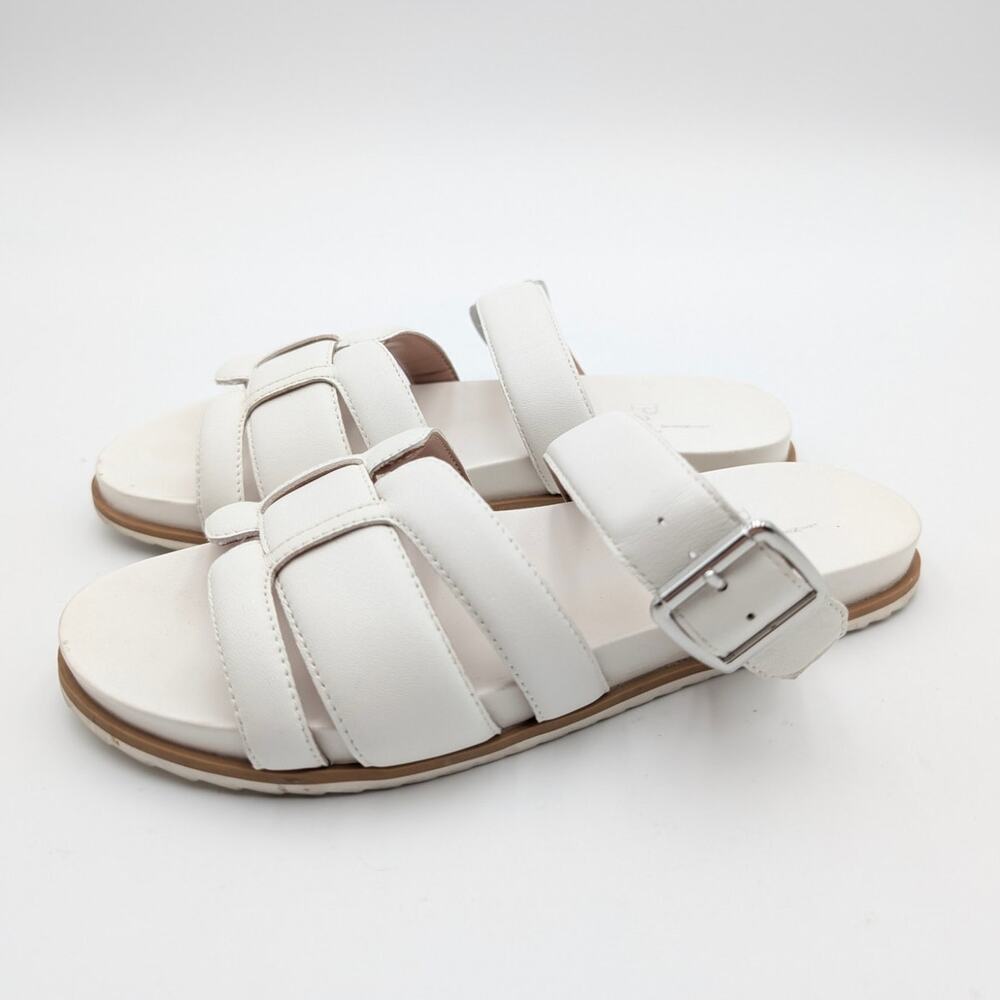 Linea Paolo Rosalie Strappy Slide Sandal Women's Eggshell Size US6.5M EU37
